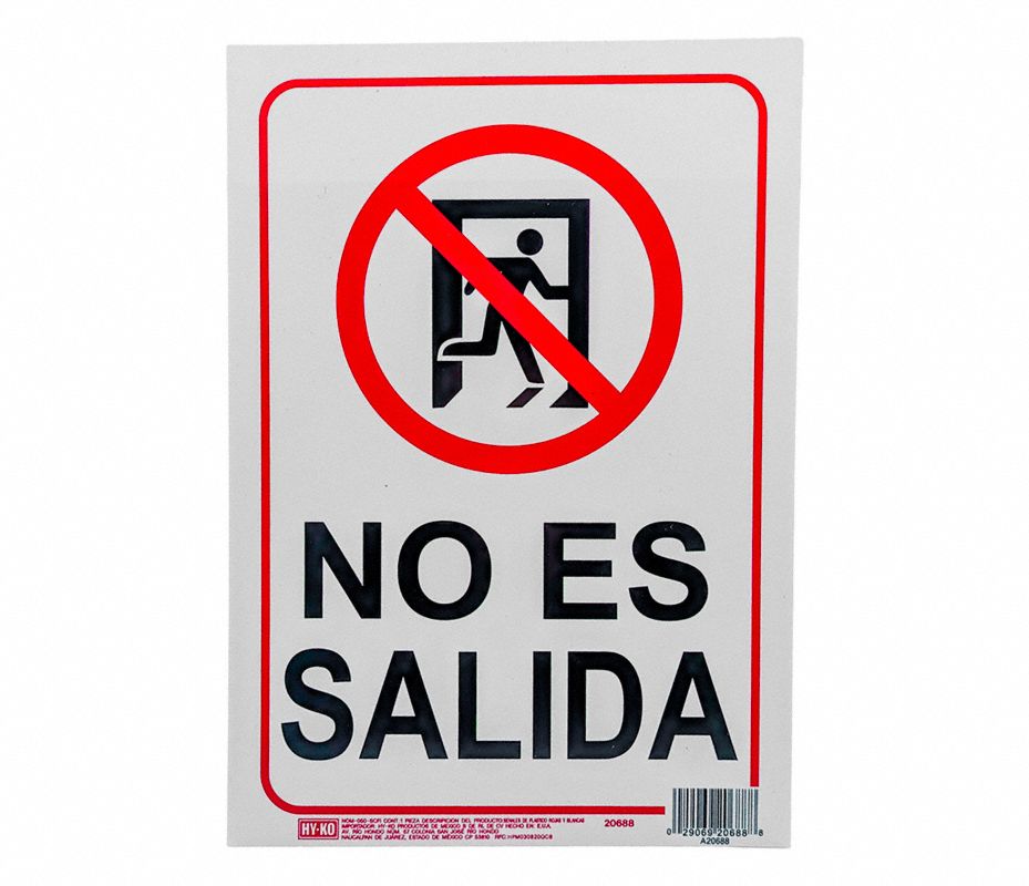 HY-KO PRODUCTS Señalamiento de No es Salida,11-13/16" - 391NN0 | 20688 ...