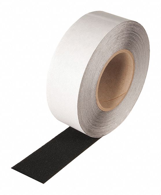 ANTI-SLIP TAPE, 55 OZ/IN, BLACK, 60 FT L/2 IN W/3 IN DIA, 30 MILS THICK, RUBBER/VINYL PVC/ACRYLIC