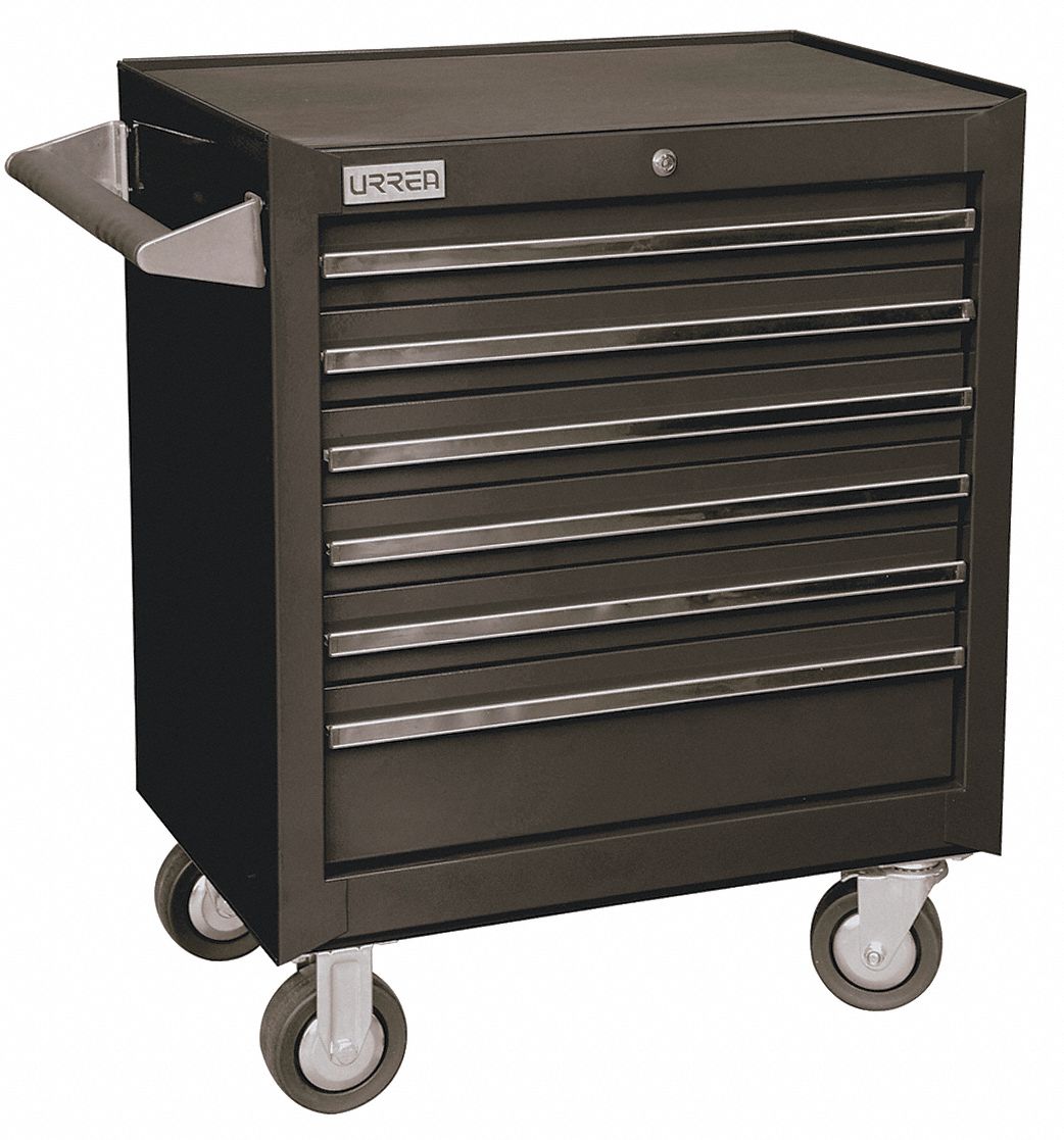 URREA Gabinete Rodante, Pesado, Negro, Ancho 27", Profundidad 18