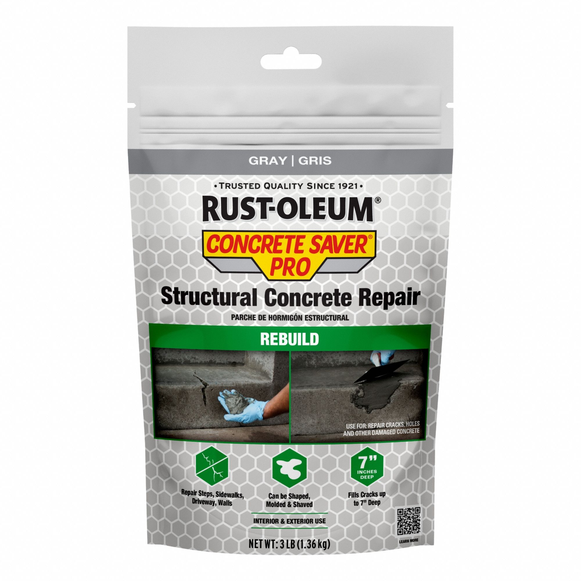 Concrete Repair Compound: Concrete Saver Pro, Cement, 3 lb Container Size, Bag, Gray