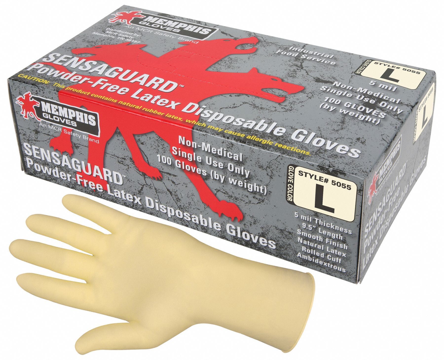 PREMIUM GLOVES, DISPOSABLE, POWDER FREE, 5.00 MIL, M (8), NATURAL, LATEX, 100/BOX