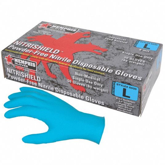 MCR SAFETY Nitrile, Disposable Gloves, 2XL, PowderFree, 8 mil Palm