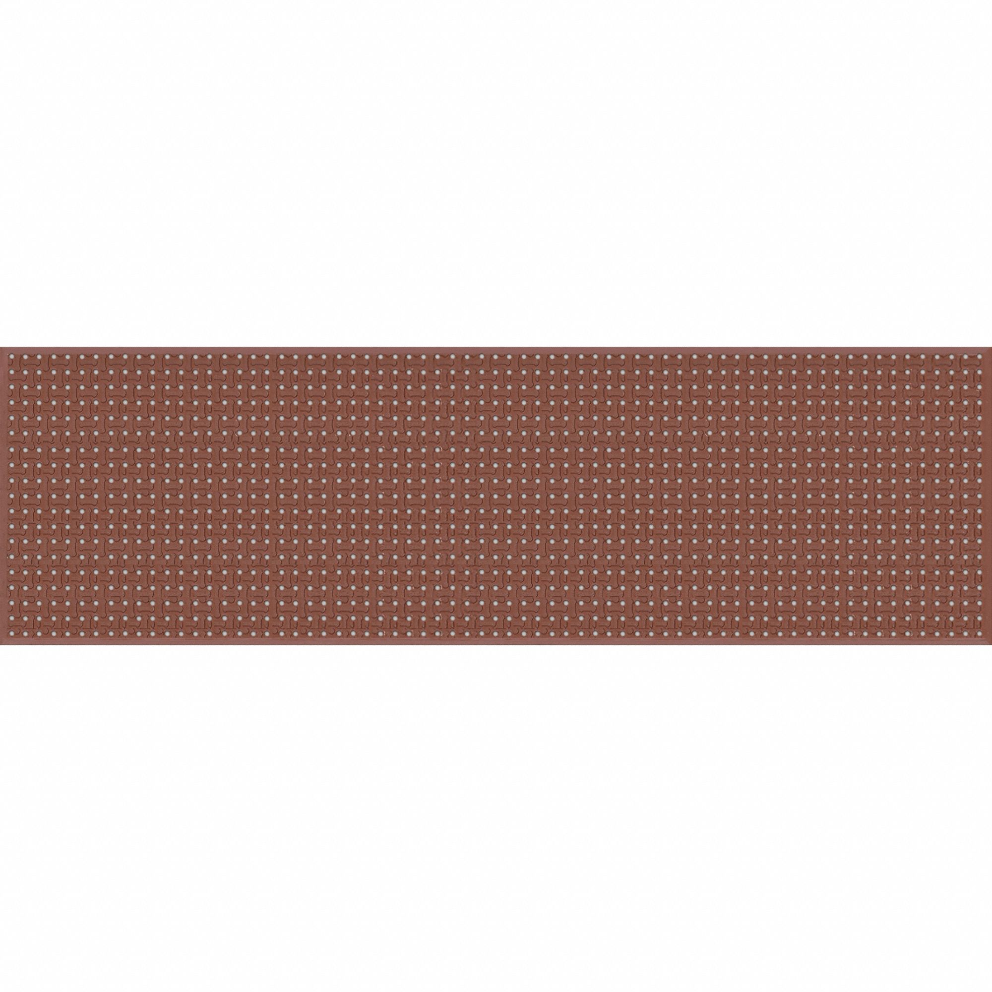 Drainage Mat: 10 ft x 3 ft, 7/16 in Thick, Raised Bones, Red, Beveled Edge