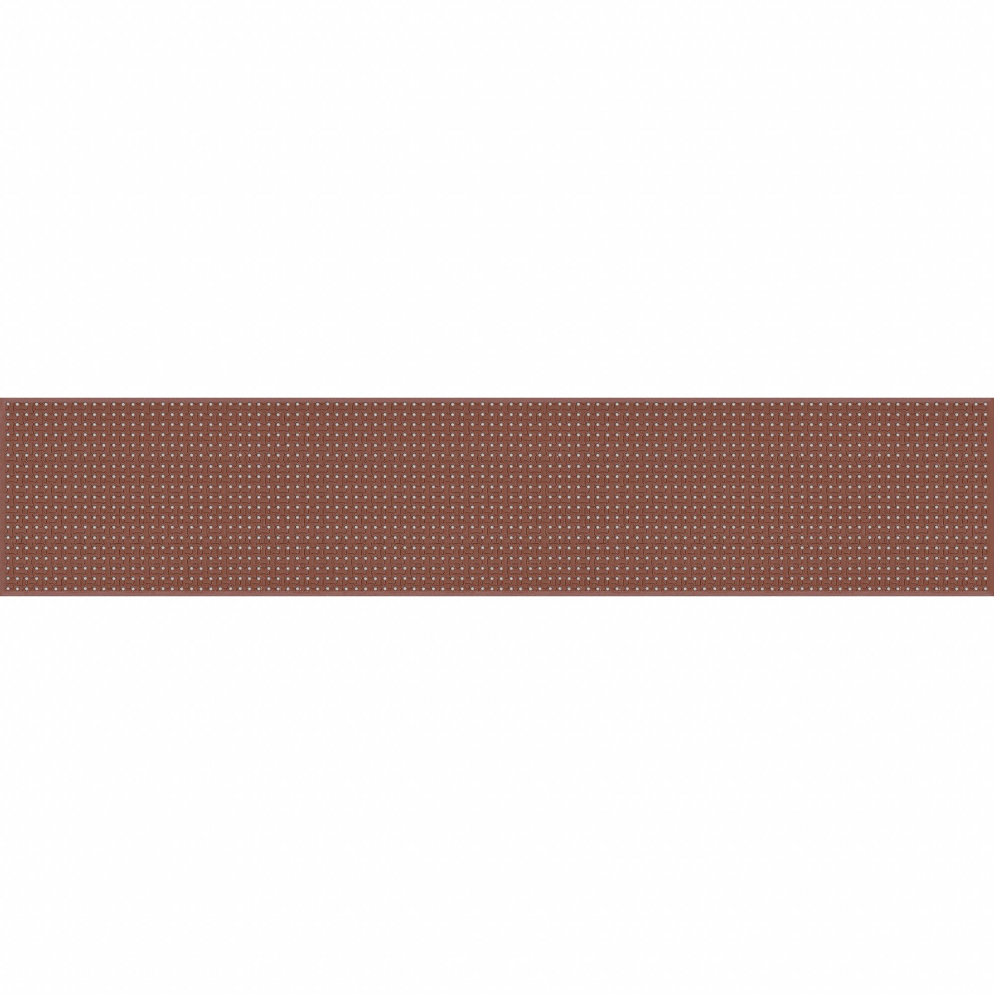 Drainage Mat: 15 ft x 3 ft, 7/16 in Thick, Raised Bones, Red, Beveled Edge