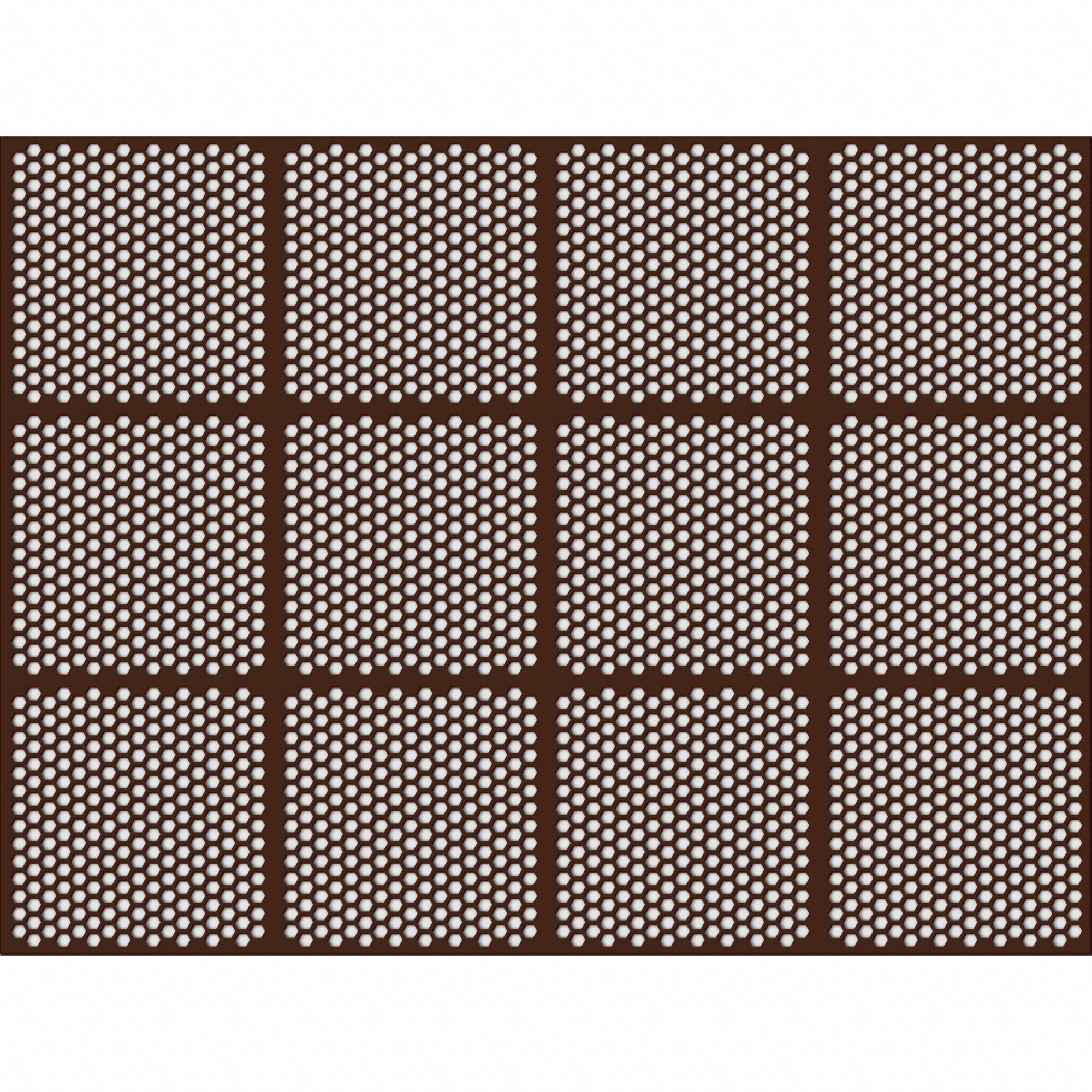 Drainage Mat: 4 ft x 3 ft, 1/2 in Thick, Honeycomb, Dark Brown, Straight Edge