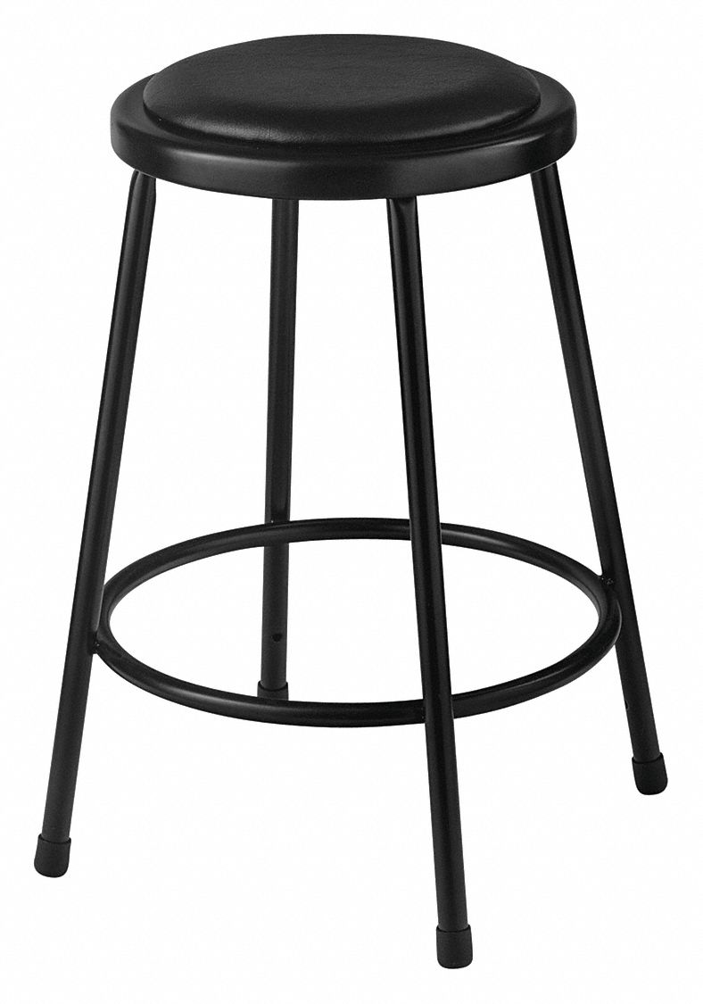 Stool,Steel,Vinyl,Black,24