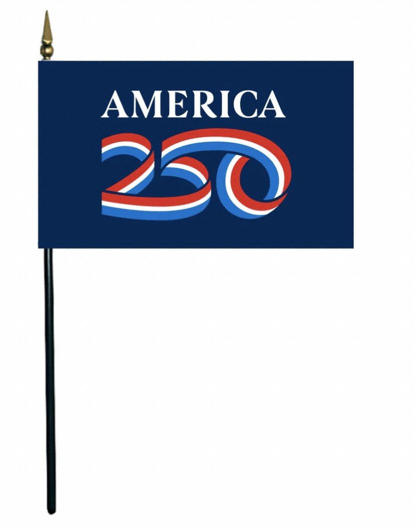 America Anniversary Flag: Nylon, Indoor/Outdoor, 4 in x 6 in