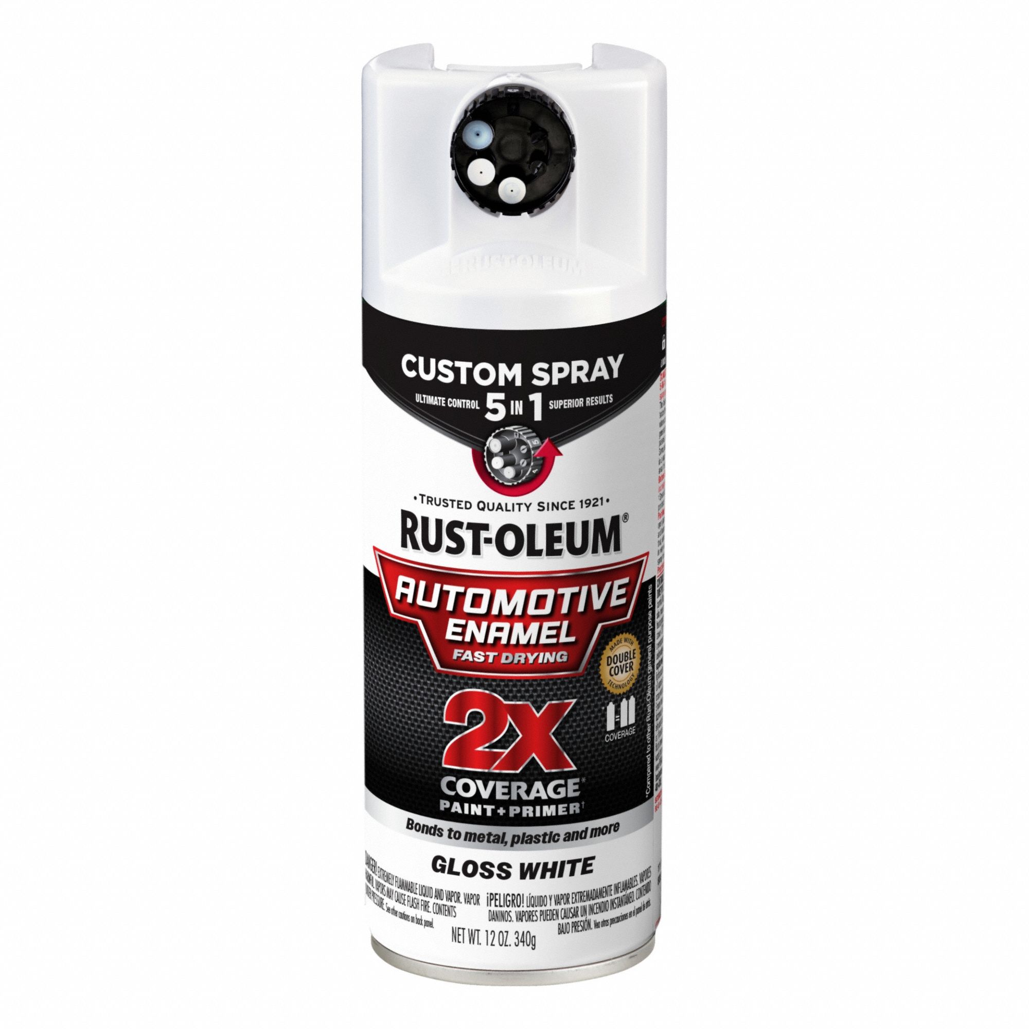 Automotive Enamel Spray: Automotive Spray Paint, Exterior/Interior, White, Solvent, 1
