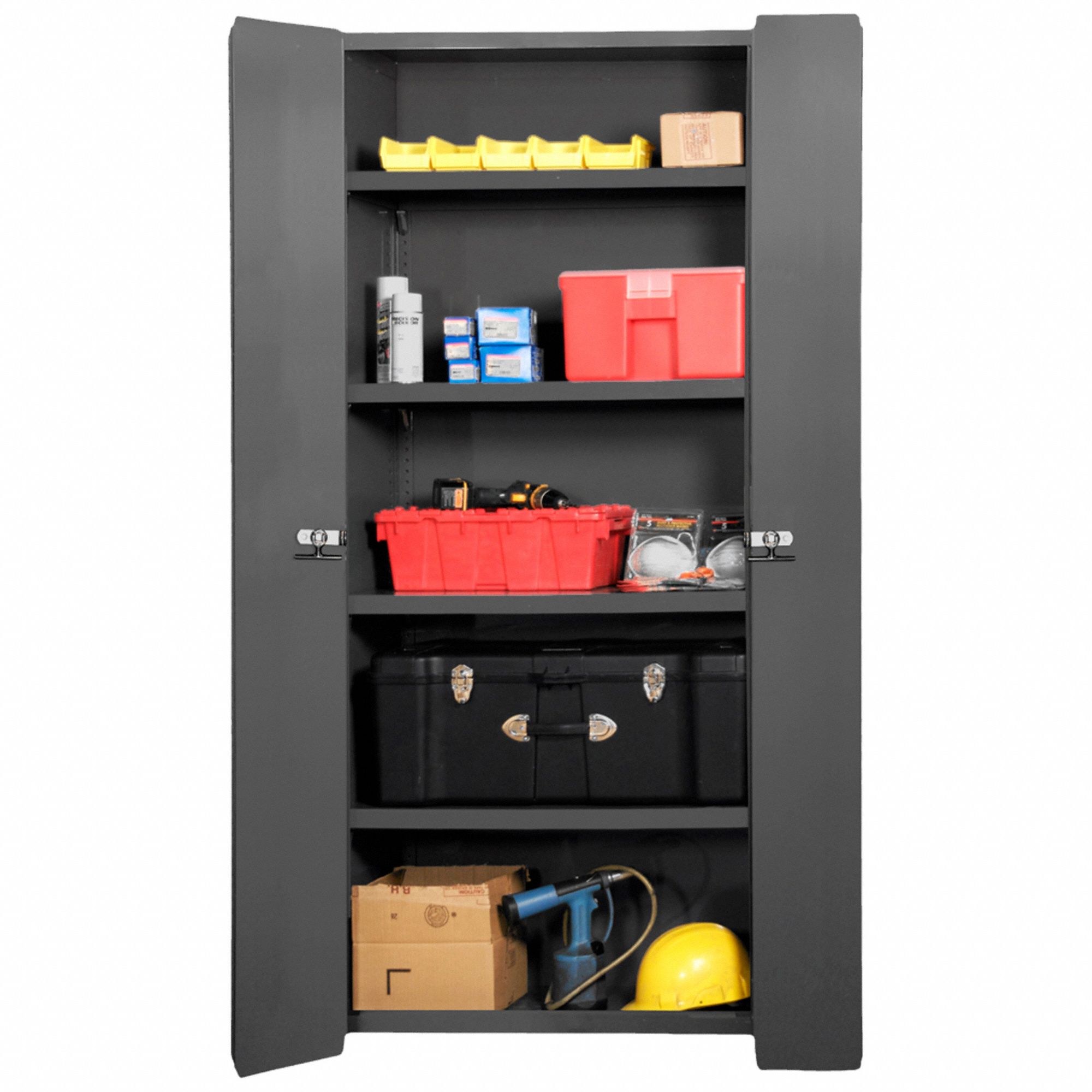 STORAGE CABINET, 36 IN X 24 IN X 84 IN, SWING HANDLE & PADLOCK HASP, 14 GA PANEL THICK