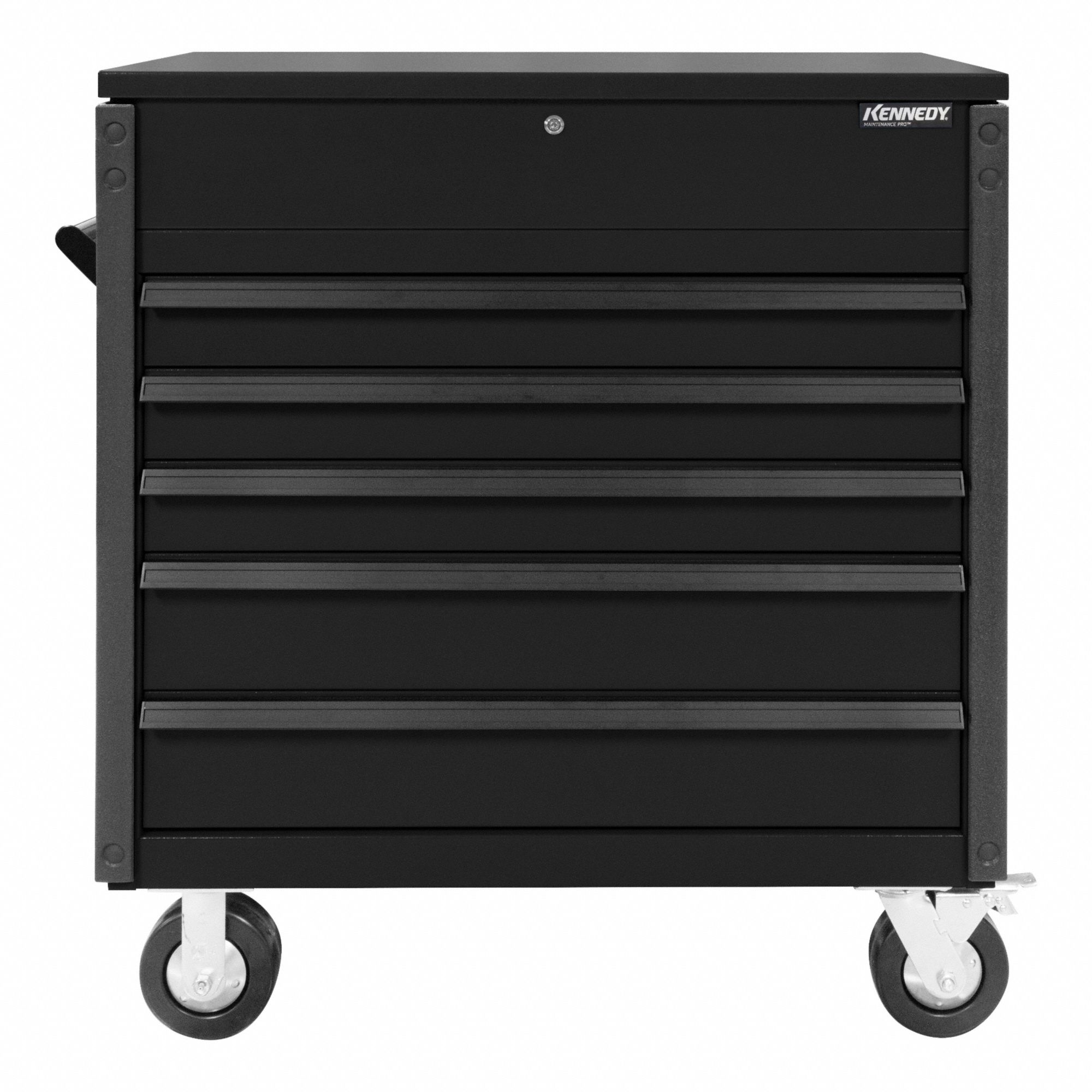 Tool Cart: Black / Black Drawer, 39 in W x 20 in D x 43 in H, 5 Drawers, Assisted Close