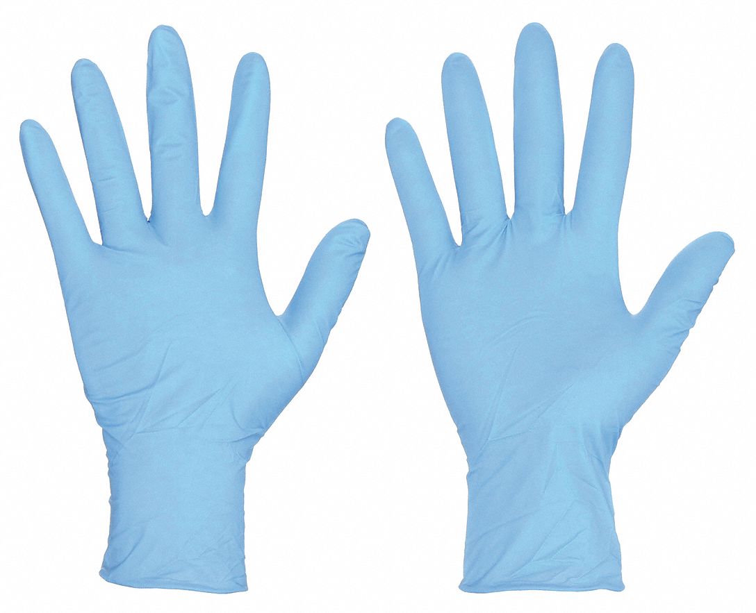 DISPOSABLE GLOVES, (10), 5 MIL, POWDER-FREE, BLUE, 9 IN L, 100 PK