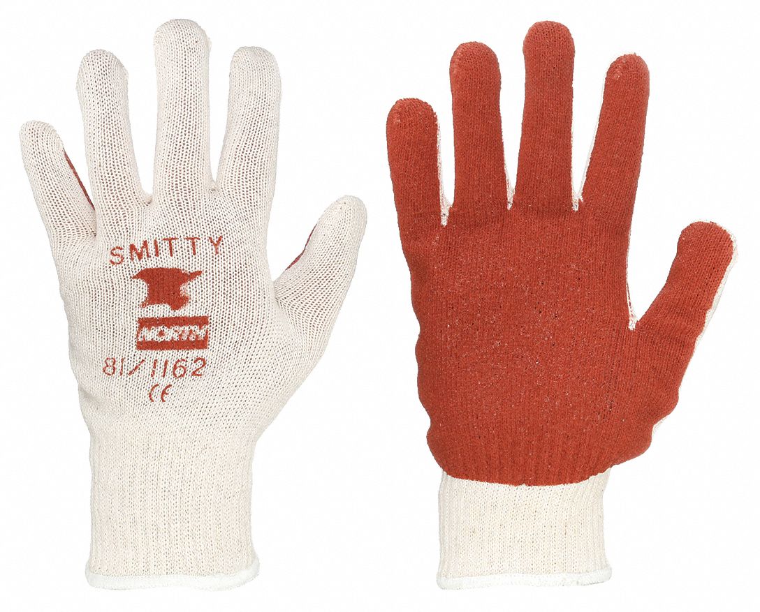 NORTH SMITTY KNIT GLOVES, M, COTTON/POLYESTER, KNIT CUFF, GENERAL PURPOSE, COATED PALM
