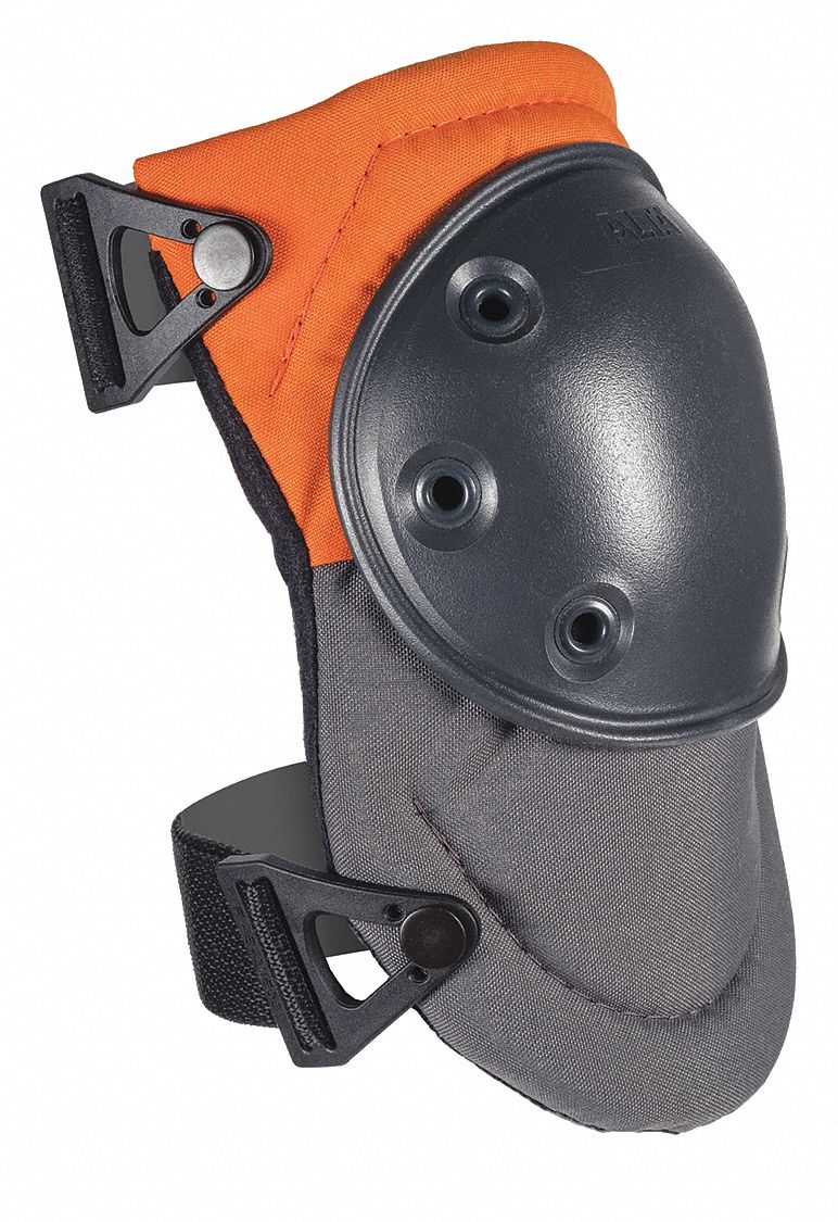 Knee Pads,Hard Cap,Gray/Orange,PR Grainger