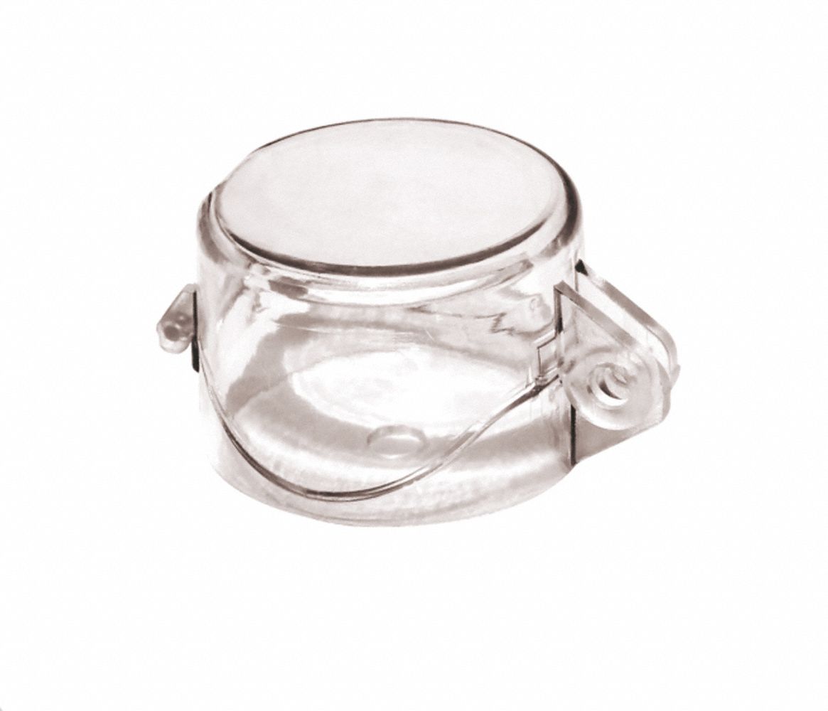 Push Button Lockout Base: For 2 in Max Button Dia, Clear, 1.65 in x 2.1 in x 3 in