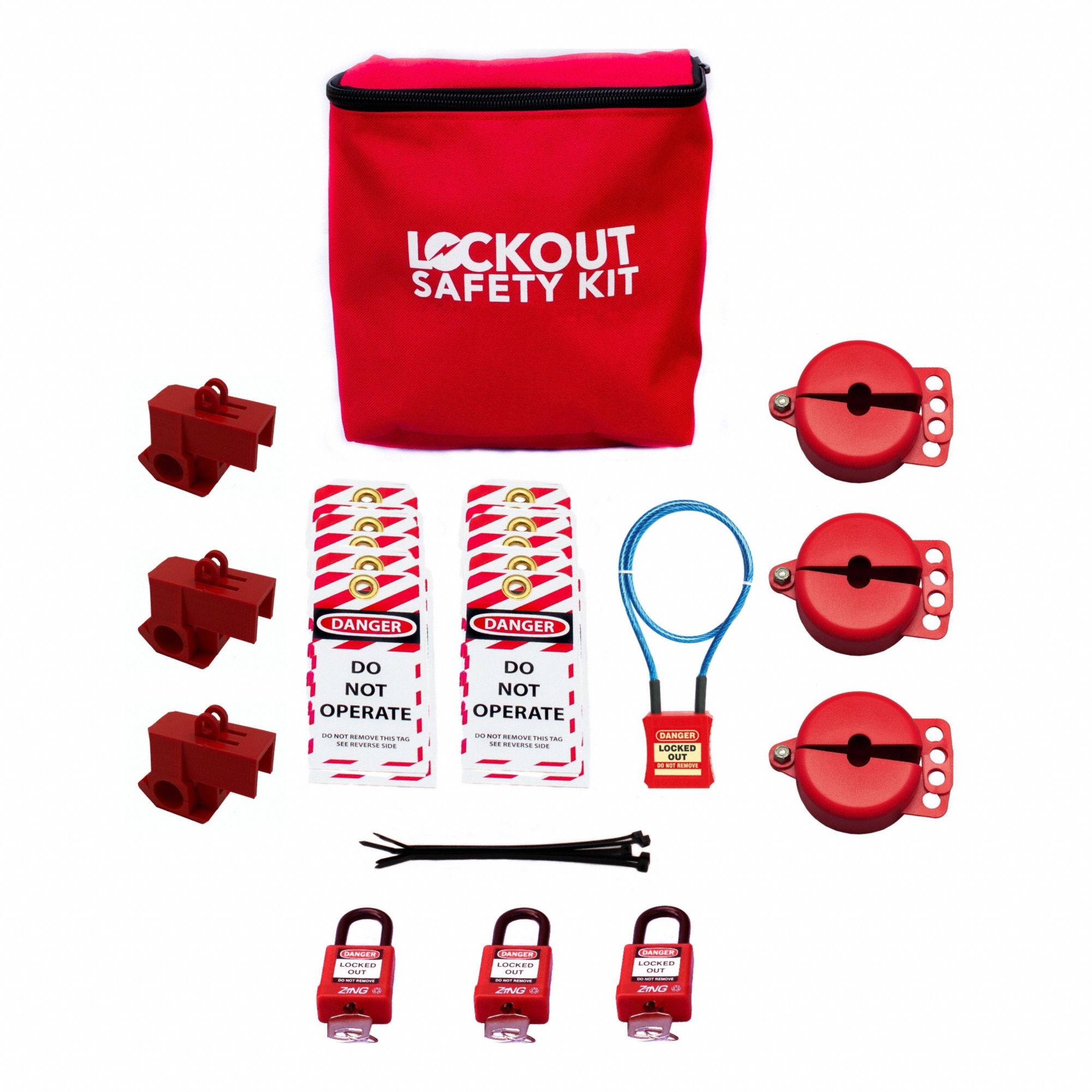 ZING, Valve, Keyed Different Padlocks, Portable Lockout Kit - 397RZ9 ...