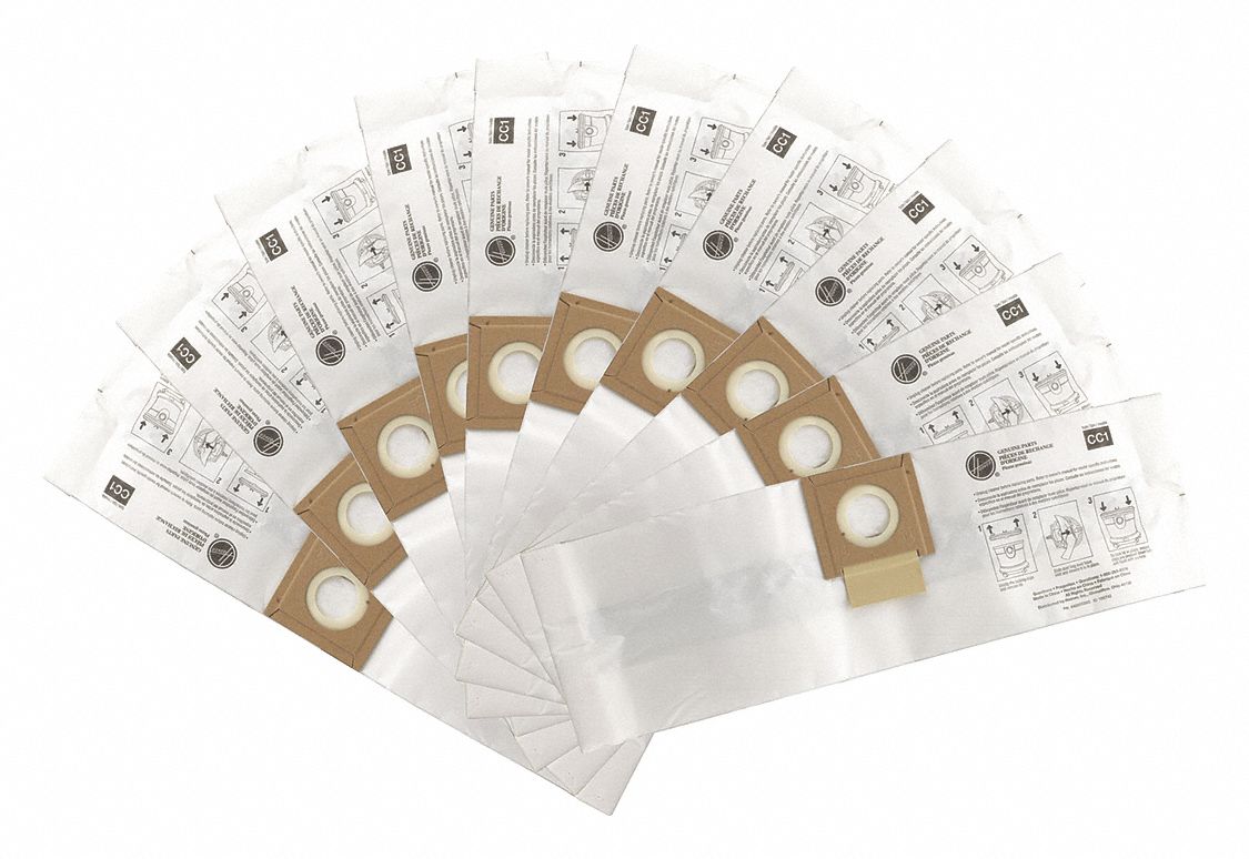 Vacuum Bag: Hoover Commercial, CH32008, Dry, Paper, 1-Ply, Std, AH10163