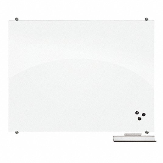 Gloss-Finish Glass Dry Erase Board, Wall Mounted, 36 inH x 48 inW, White