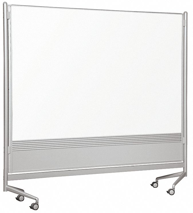 Dry Erase Room Divider: 73 in Overall Ht, 76 in Overall Wd, Steel, Porcelain, Not Adj