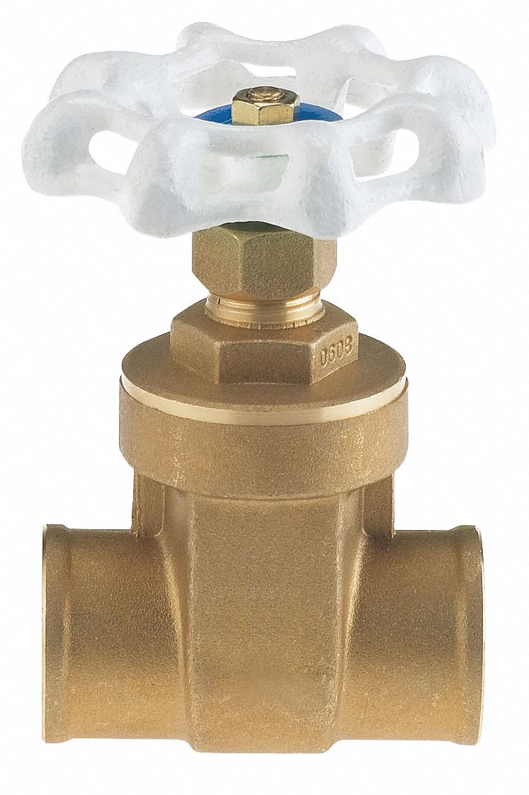 GATE VALVE: 1¼ IN, BRASS, NON-RISING, SWEAT X SWEAT, 200 PSI CWP, WHEEL