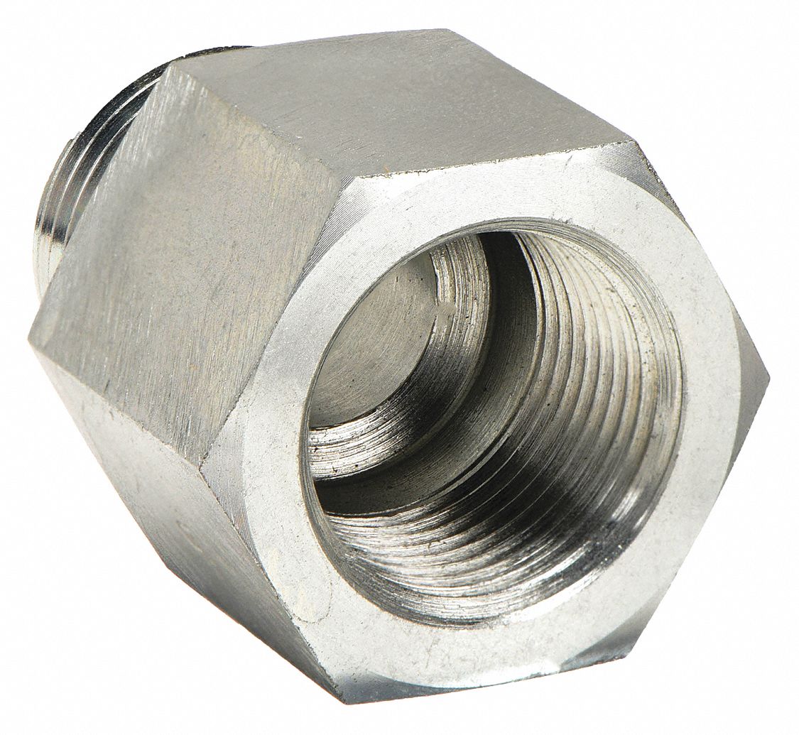 Straight Conversion Adapter: Carbon Steel, 1 1/16 in x 3/4 in Fitting Pipe Size, 1 3/4 in Lg