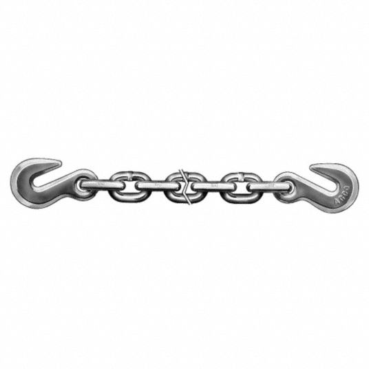 LIFT-ALL Chain: 3/8 in Overall Hook Size, 43, 20 ft Overall Lg, Gray, Steel  - 39A363