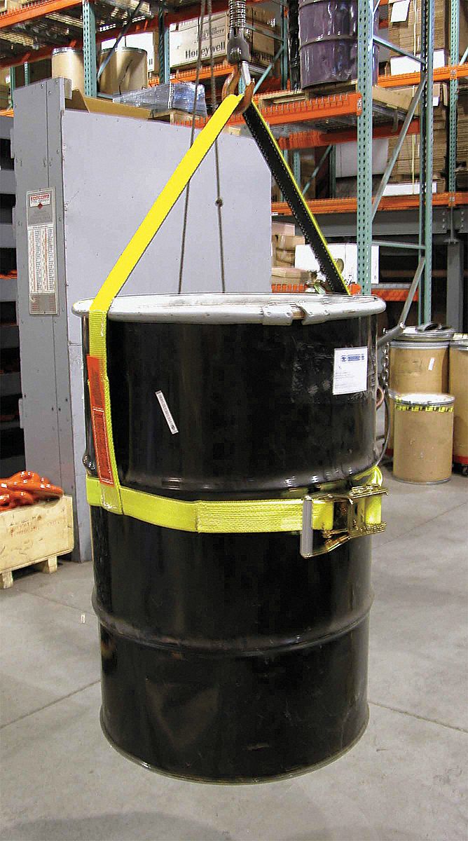 DRUM SLING, METAL, 850 LB W CAPACITY, FOR 29 IN TO 30 IN MIN. TO MAX. DRUM DIA, BODY