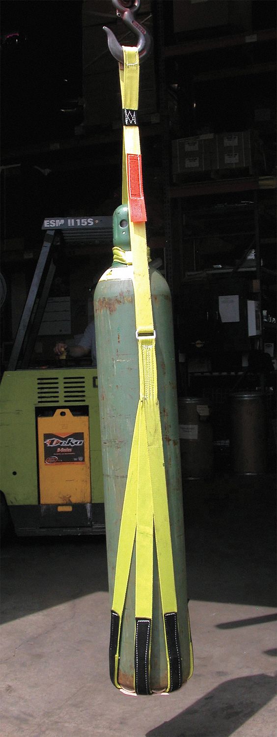 GAS BOTTLE SLING, PLASTIC, 1,000 LB W CAPACITY, FOR 9 IN TO 20 IN MIN. TO MAX. DRUM DIA