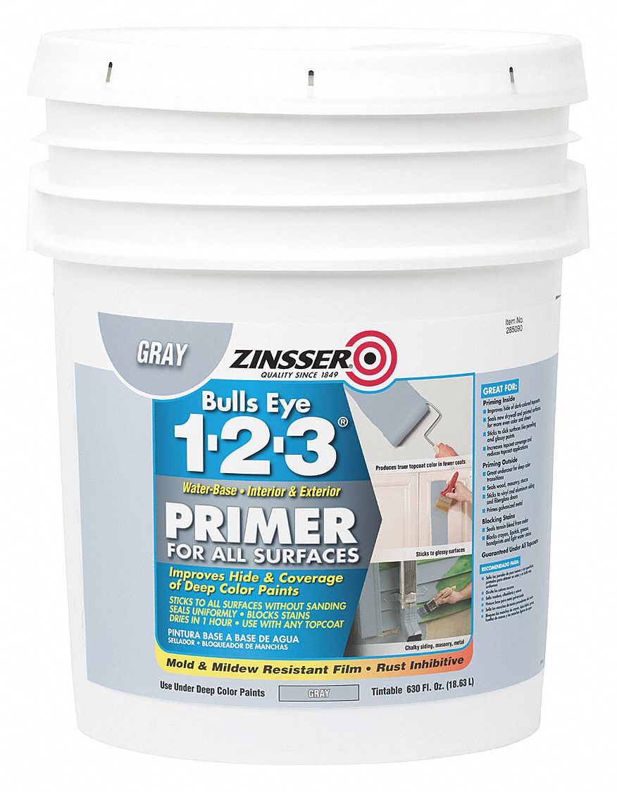 Primer Gray, 5 gal Size, 400 to 450 sq ft/gal Coverage, Acrylic