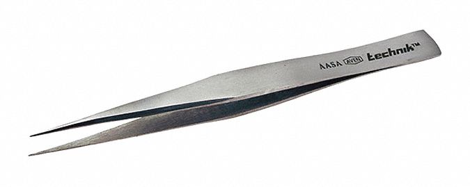 TECHNIK TWEEZERS, STAINLESS STEEL, POINT, STRAIGHT TIP, 0.9 MM TIP THICK