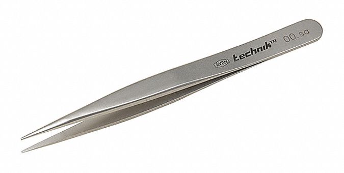 Tweezer: Precision, 4 3/4 in Lg, Anti-Magnetic/Corrosion, Stainless Steel