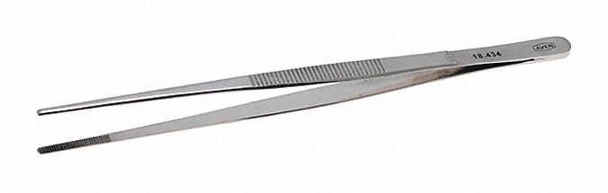 TWEEZERS, STAINLESS STEEL, FLAT, STRAIGHT TIP, 3.34 MM TIP THICK