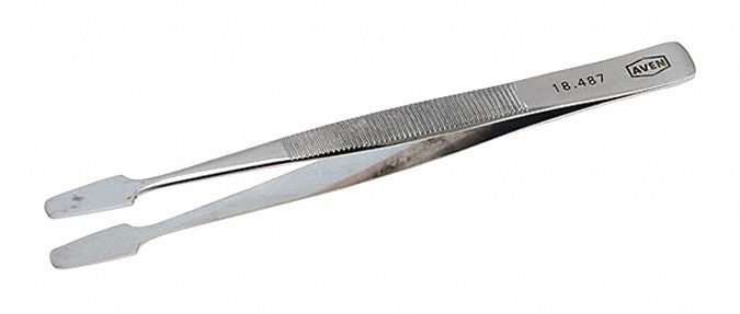 TWEEZERS, STAINLESS STEEL, FLAT, BENT TIP, 5.16 MM TIP THICK