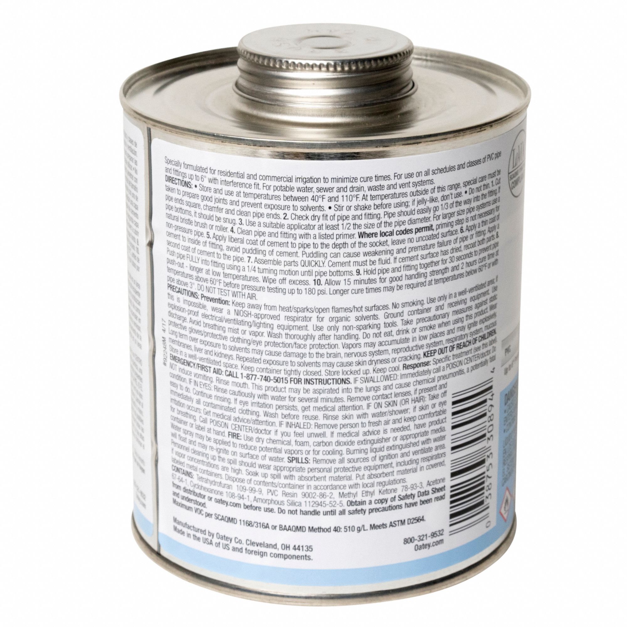 OATEY Pipe Cement RainRShine, 32 fl oz, BrushTop Can, Blue 39AN99