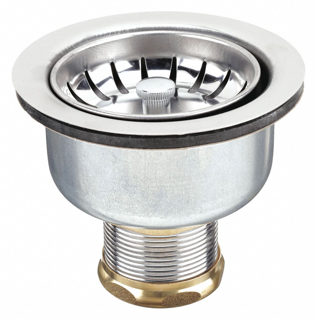 DRAIN ASSEMBLY: 1½ IN OVERALL DIA, 4 IN BODY H, 1½ IN PIPE DIA, BRASS/STAINLESS STEEL