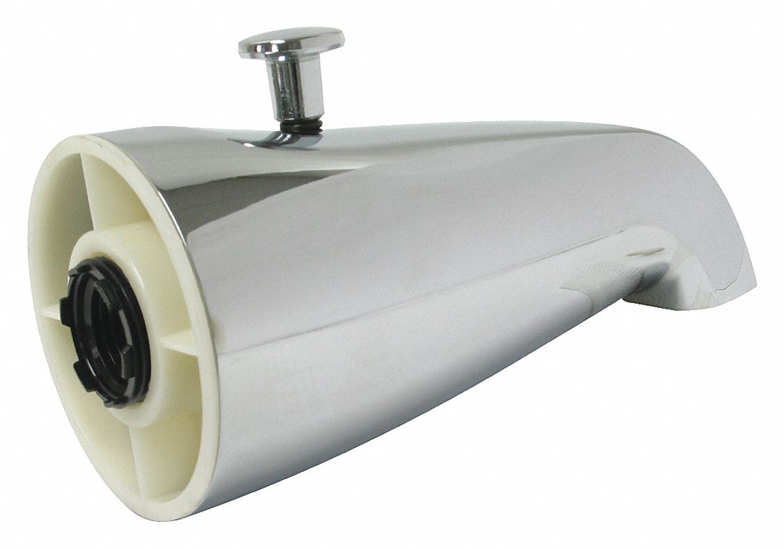 Diverter Tub Spout: 3/4 in Connection Size, IPS Connection, 5 1/4 in Spout Reach