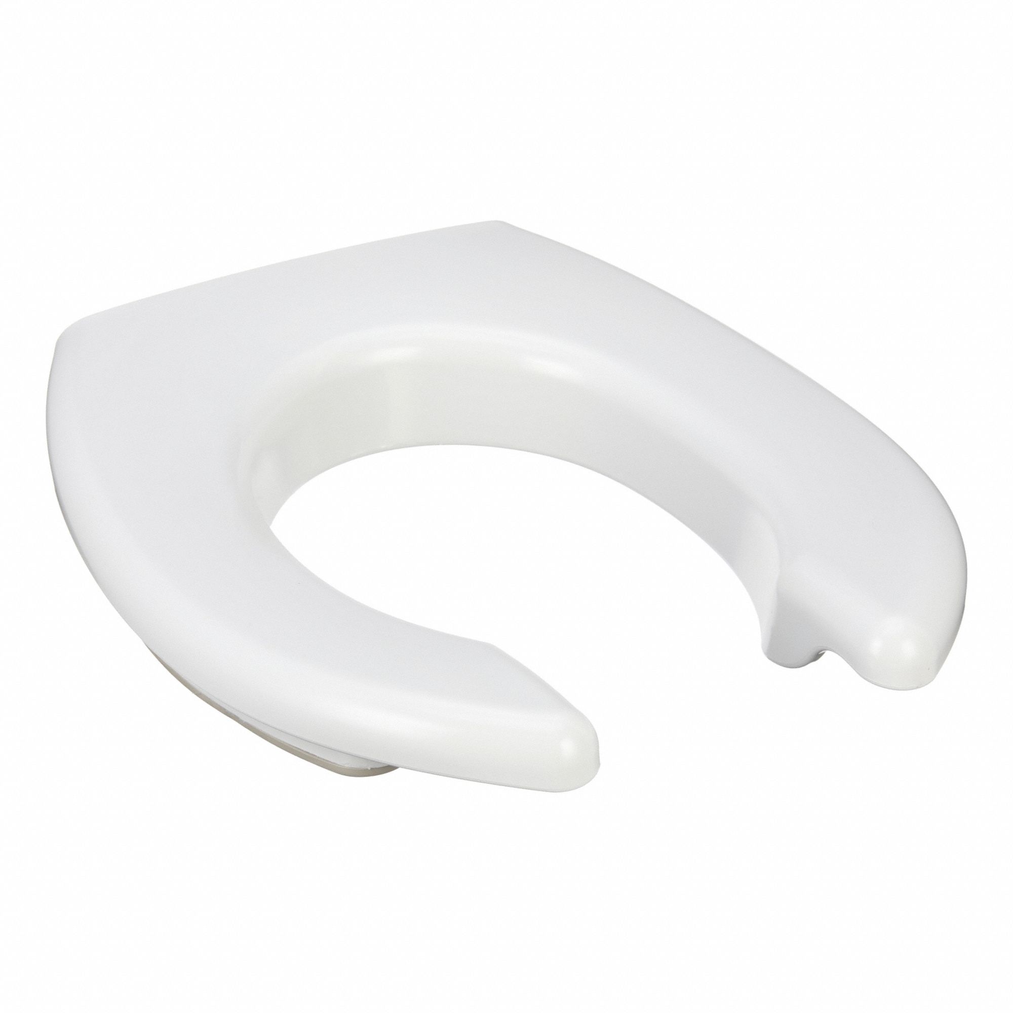 Toilet Seat: Open, Cover Not Included, Stainless Steel, Slow Close, 2 1/2 in Seat Ht, White, Std