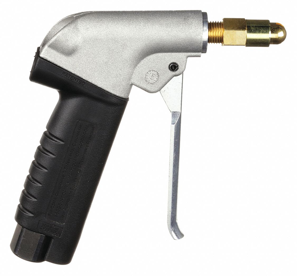 Air Gun: Pistol-Grip Grip, Aluminum, 3/8 in Female NPT, 1 Nozzle(s), Quiet Force, Aluminum