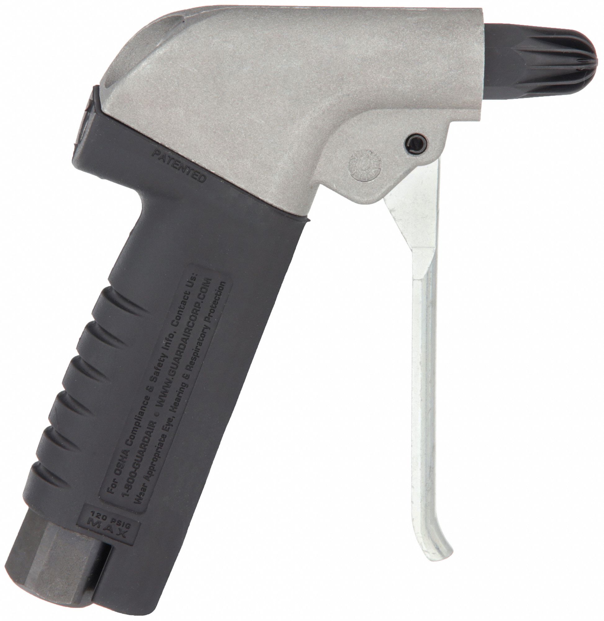 Air Gun: Pistol-Grip Grip, Aluminum, 3/8 in Female NPT, 1 Nozzle(s), Quiet Force, Plastic
