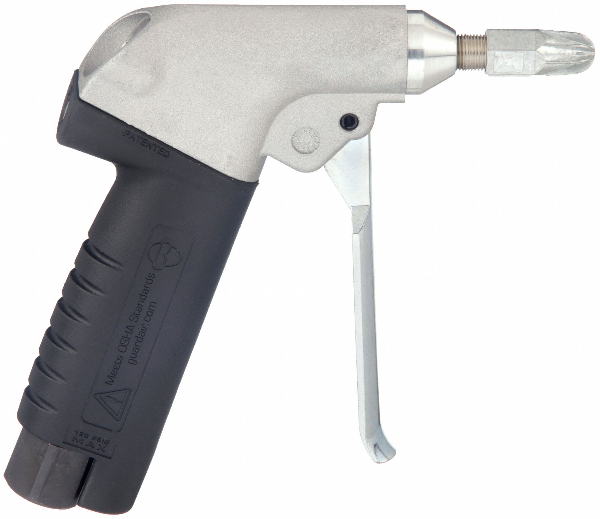 AIR GUN, PISTOL-GRIP, ALUMINUM, 3/8 IN NPT FEMALE, 1 NOZZLE, QUIET FORCE, ALUMINUM, 5-7/8 IN L