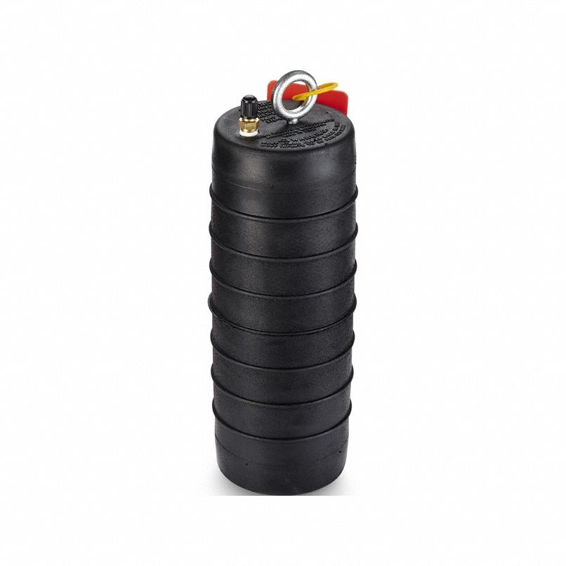 TEST-BALL PIPE PLUG: FOR 4 IN TO 6 IN PIPE, RING AND CHA IN TETHER, TEXTURED BODY SURFACE