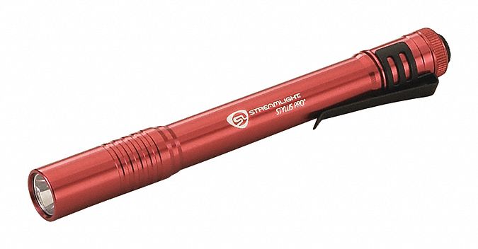 PEN LIGHT, 100 LUMENS, 8 HR MAX RUN TIME, 62 M MAX BEAM DISTANCE, LED, RED, ALKALINE