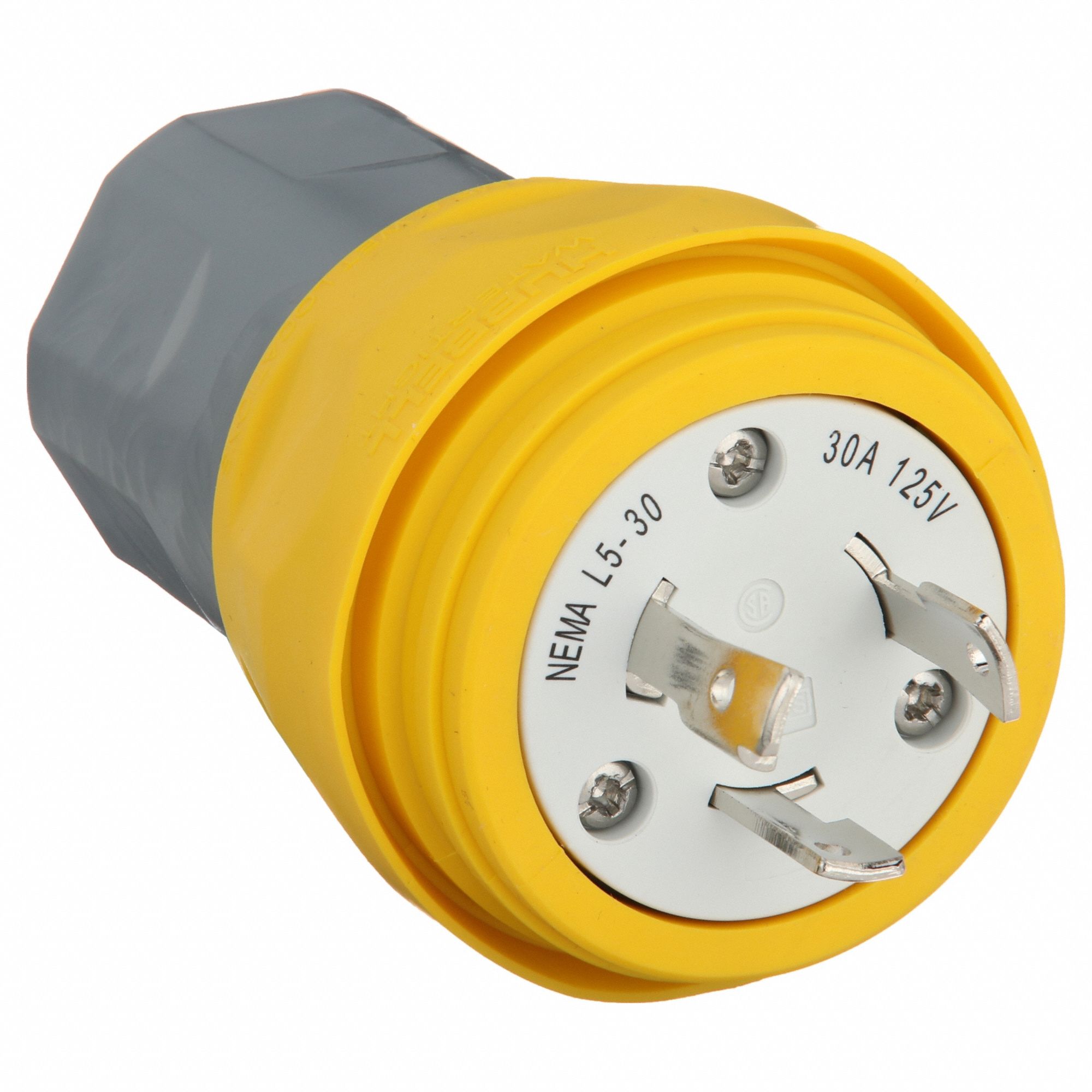 Watertight Locking Plug: L5-30P, 30 A, 125V AC, Yellow, 2 Poles, Corrosion Resistant/Gen Purpose