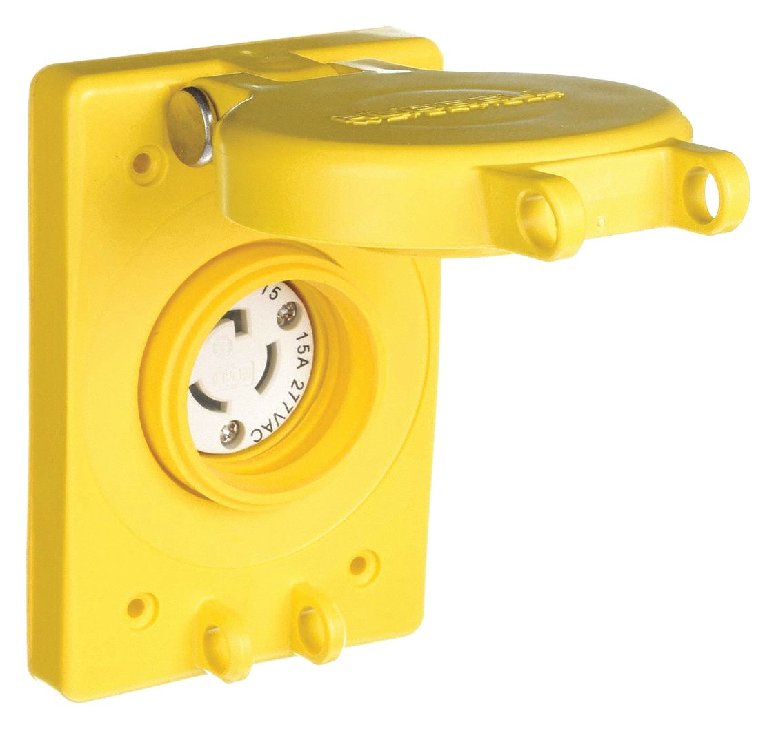 WATERTIGHT LOCKING RECEPTACLE,15 A,YLLW