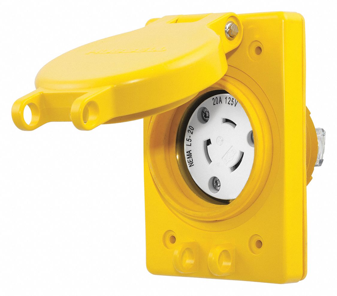 WTLckRecpt 20A Yllw Elstmr L5-20R 1Gng