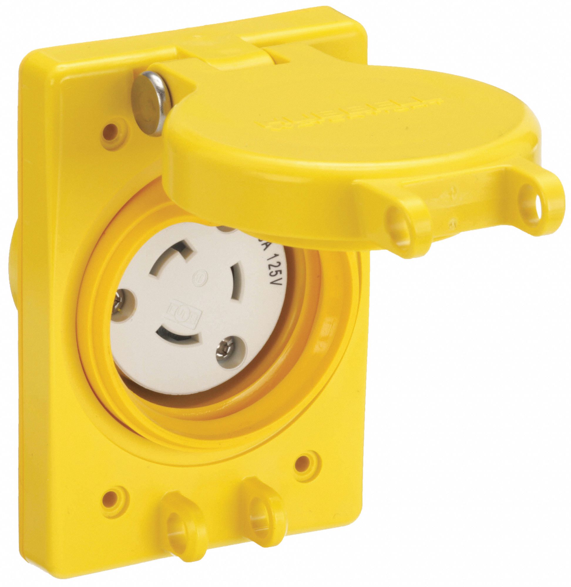 WATERTIGHT LOCKING RECEPTACLE,20 A,YLLW