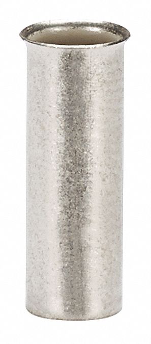 Wire Ferrule: 8 AWG Max Wire Size, Holds 1 Wire, Bare, 0.19 in Ferrule Dia