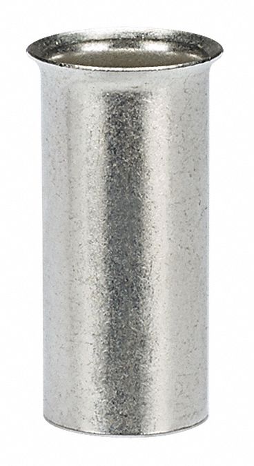 Wire Ferrule: 4 AWG Max Wire Size, Holds 1 Wire, Bare, 0.3 in Ferrule Dia