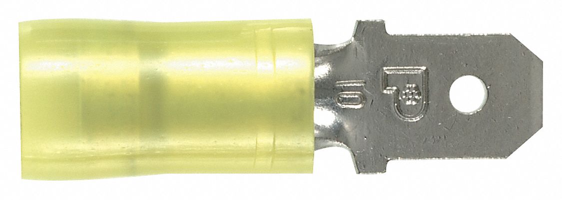 MALE DISCONNECT, YELLOW, NYLON, FULL COVERAGE, 12 AWG TO 10 AWG WIRE SIZE RANGE, 50 PK