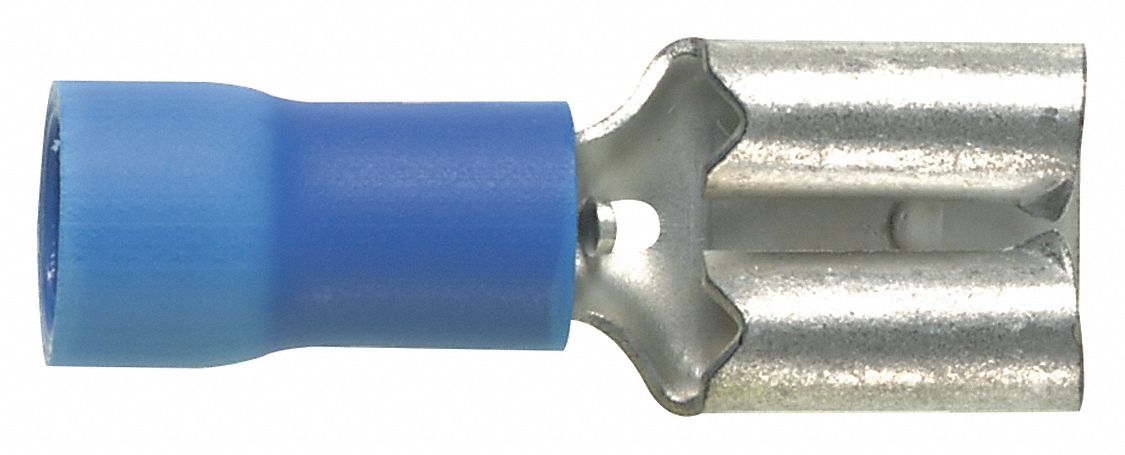 Wire Disconnect: Female Socket, Blue, Vinyl, Partial Coverage, 16 AWG – 14 AWG Wire Size