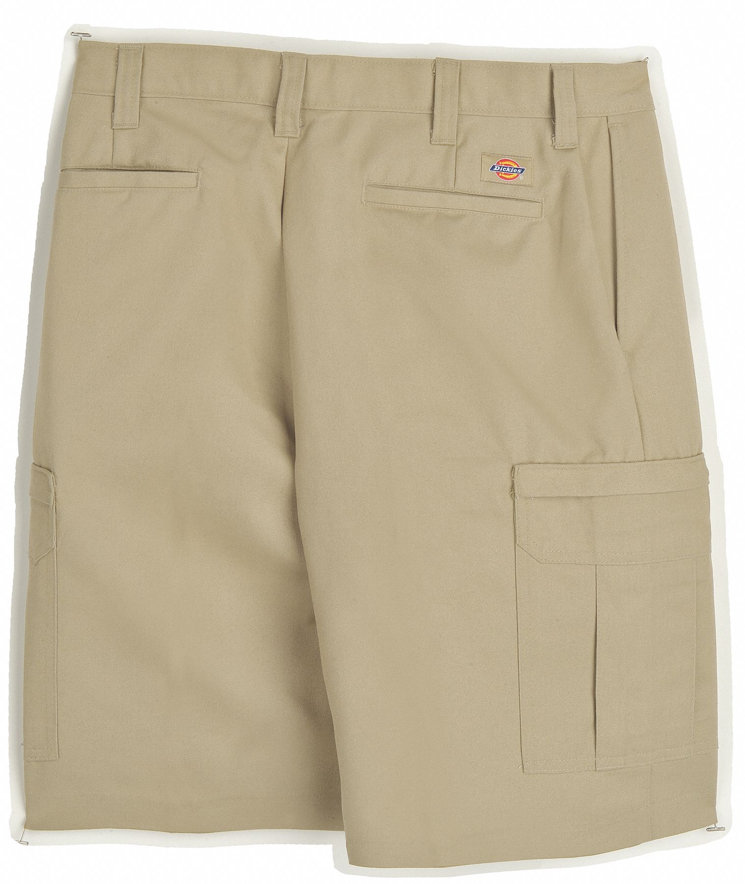 DICKIES Khaki Cargo Shorts, Poly/Cotton Twill, Fits Waist Size 30 in